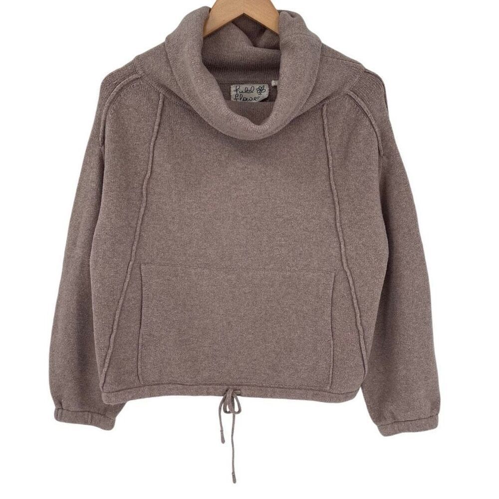 Anthropologie Field Flower Cowl Neck‎ Sweater Pocket Blush Pink Women Small